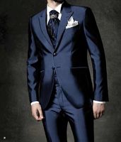 Wholesale New Arrival Groom Tuxedos Groomsmen Styles Best Man Suit Bridegroom Wedding Prom Dinner Suits Jacket Pants Tie Vest H978