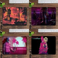Wholesale Mouse Pads Wrist Rests Anime Rug Line Miami Gaming Mousepad Desk Gamer Mats Desktop Mat Small Size Cup x18 Computer Pink Pad