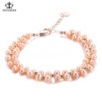 Wholesale Real Natural Pink Freshwater Bracelet Fashion Multilayer Pearl Women s Wedding High Jewelry Wear Boutique Beaded Strands