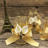 Wholesale Christmas Decorations Mini Metal Gold Vintage Retro Birdcage Candy Boxes Baby Shower Favor Gift Box For Guests Party Birthday Souvenir