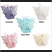 Wholesale Other Event Party Supplies Pcslot Laser Cut Hollow Butterfly White Ivory Candy Wedding Favor Gift Box With Ribbon Wewdq Hcetv
