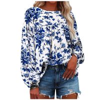 Wholesale Women s T Shirt Womens Plus Size Top Blouses Casual Tops Long Sleeve Cut Hollow Out Print Blouse O Neck Soft Warm