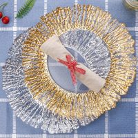 Wholesale Dishes Plates inch Retro Gold Rim Charger Plate Glass Decorative Service Silver Dinner Bridal Shower Decor Table Place Setting