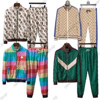 Wholesale europe paris designer mens womens tracksuits luxury sport suit zipper cardigan patchwork color pants green striped sportsuit clothing