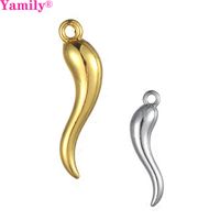 Wholesale 12pcs gold silver color lucky italian horn charm good luck dreams power pendant necklace bracelet diy handmade jewelry findings