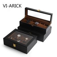 Wholesale Watch Boxes Cases VI ARICK Wood Paint Box Of Glass Jewelry Display Ark Organizers Stored In Black