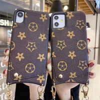 Wholesale Luxury Designer cell phone cases Brown Decor high quality TPU veneer material with shoulder strap for iPhone promax x XR se with box
