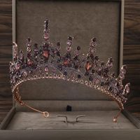 Wholesale Hair Clips Barrettes Baroque Vintage Gold Sparkling Purple Black Crystal Bridal Crowns Wedding Accessories Pageant Diadem Veil Tiaras Head