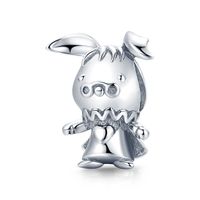 Wholesale Mix Design Sterling Silver Cute playful rabbit diy charm accessories fairy tale forest animal loose beads fit Bracelet Gifts Trendy Style Bijoux