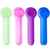 Wholesale Healthy_Cigarette CSYC Y075 Glass Spoon Pipe About cm Length Hand Craft Bright Color Tobacco Smoking Pipes Side Air Hole