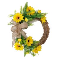Wholesale Decorative Flowers Wreaths Circle Wreath Artificial Flower Sunflower Handmade Fake Wall Hanging For Weddings Living Rooms Decor