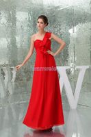 Wholesale Bridesmaid Dress Modest Design Pleat Custom Size One Shoulder Plus Gown Beach Long Red Dresses