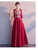Wholesale Luxury Party Evening Dress Toast Bride Wedding Red Style Slim Summer Long Sleeve Engagement Evening Dr