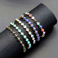 Wholesale 18K Gold Plated Rainbow Enamel Evil Ey Spiritual Chain Slide Bracelet Jewelry Wholale Women Red Blue Charm Turkish Bracelets