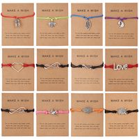 Wholesale Ancient Silver Infinity love Heart Owl charms Identification Bracelets Summer Beach Women Girls Handemade Leather Bracelet Jewelry with Make a Wish Gift Card