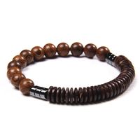 Wholesale Beaded Strands Men Bracelet Wooden Beads Round Spacer Wood Charm Naural Hematite Stone Energy Jewelry Women Homme Gifts