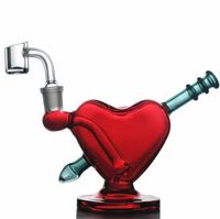 Wholesale Vintage Red Heart Glass Bong Smoking hookah pipe Bubbler Heady Oil Dab Rigs Factory Direct Sale