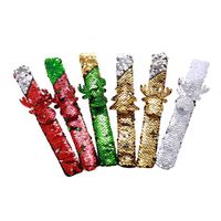 Wholesale Charm Bracelets Xmas Sequin Christmas Tree Paillette Wristband For Children Kids Random Color