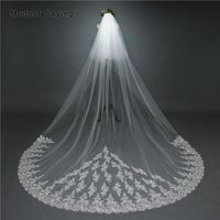Wholesale Bridal Veils High Quality Vintage Ivory Layers M Lace Wedding With Comb Church Cathedral Petals Voile De Mariee