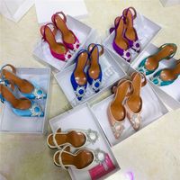 Wholesale 2021 Dress Shoes begum sun crystal buckle Wine glass heel colorful diamond sandals shine cap toe heels tip with the empty sexy women shoe summer fairy embellished