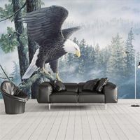 Wholesale Wallpapers Customize Chinese Style Forest Domineering Ferocious Eagle Wings Landscape Wall Custom Large Mural Environmental Wallpaper
