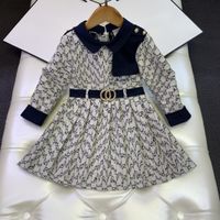 Wholesale kids skirts sets childrens autumn di print design dresses long sleeve girls princess wear size