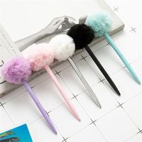 Wholesale Hairball Ballpoint Pen Supply Stationery Korea Creative Pen Cute Cartoon Office Plush Hairball Pen