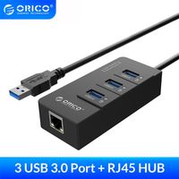 Wholesale HR01 U3 Ports Super Speed USB3 HUB Splitter with External RJ45 Gigabit Ethernet Network Card Gbps Black For Laptop