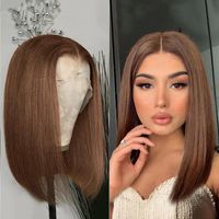 Wholesale Lace Wigs Brown Bob Wig Human Hair T Part Frontal Middle x5x1 Front Density Pre plucked With Baby