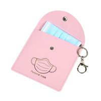 Wholesale Mask PU Leather Case with Keychain Bundle Face Covering Storage bag Multipurpose Storage Container with Waterproof Name Badge Holder