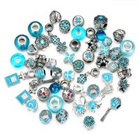 Wholesale Charms Findings Components Jewelry50Pcs Crystal Big Hole Loose Spacer Craft European Rhinestone Bead Pendant For Charm Bracelet Neckla