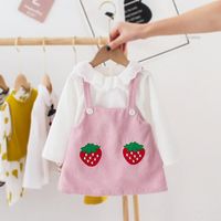 Wholesale Girl s Dresses Cute Lovely Girls Princess Dress Spring Long Sleeve Kids Baby Infants Clothes Strawberry Overall A line School Tutu