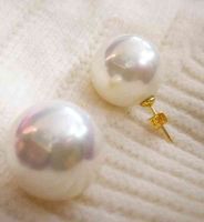 Wholesale Jewelry Luxury Fashion mm White Shell Pearl Gold Stud Earrings Round Ball Beads Natural South Sea Women