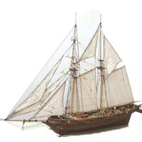 Wholesale Decorative Objects Figurines Diy Wooden Sailboat Assembly Model Halcon Sailing Boats Kit Toys Children Gift