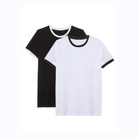 Wholesale T shirt China Clothing Plain Men Black Ringer Tee Men s Solid Round Collar Short Sleeve
