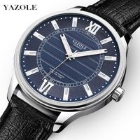 Wholesale Wristwatches YAZOLE Casual Fashion Waterproof Man s Wristwatch Quartz Sport PU Strap Watch Men World Time Luminous