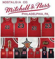 Wholesale Michael MJ Jersey JD Mitchell Ness Vintage Finais Retro Men stitched Basketball Jerseys classics S XL Black Red White