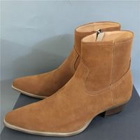 Wholesale Wedge pionted toe Harry jurdpur suede men Boots handmade real leather dress wedding business Shoes