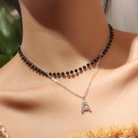 Wholesale Pendant Necklaces Boho Multilayers Beads Chains A Initial Letter Name Necklace For Women Girls Gift Beach Choker Alphabet Collar Jewelry