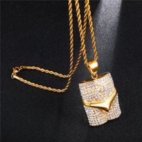 Wholesale Pendant Necklaces HIP Hop Full Rhinestone Bling Iced Out Sexy Underwear Style Necklace L Stainless Steel Pendants For Men Jewelry