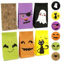 Wholesale Happy Halloween Packaging Gift Paper Bags Party Decoration Favors Present Boxes Cookies Candy Sweets Trick or Treat Bag