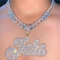Wholesale Custom Letter Name Necklace Pendant DIY Iced Out Zircon Mens Hip Hop Jewelry Gift