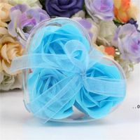 Wholesale Heart Shape Rose Soap PVC Box Packed Handmade Flower Paper Flower Soap Rose Valentines Day Birthday Party Gifts LLE12433