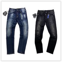 Wholesale Plus Size W40 Mens Jeans Famous Brand Men Designer Distressed Ripped Jean Slim leg Fit Motorcycle Biker Denim Trousers Fashion Design Pants