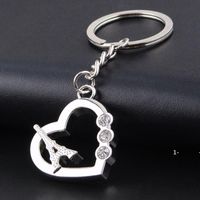Wholesale Eiffel Tower Keychains Metal Heart Shaped Keyrings for Promotion Gifts Party Favors EWF10681