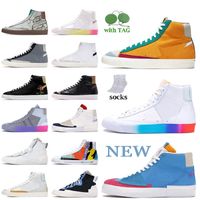 Wholesale New Motivation NK Blazers Mid Vintage Designer Shoes for men women Embroidery Flowers Edge Hack Pack Blue Catechu Pomegranate Cool Grey Outdoor Sneaker Trainers