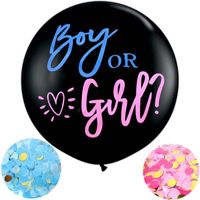 Wholesale 36inch Boy or Girl Balloon Black Latex Ballon with Confetti Gender Reveal Globos Baby Shower Party Decoration Y0215