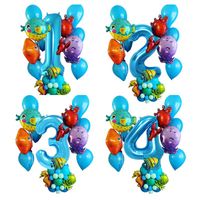 Wholesale Party Decoration Ocean Theme Number Balloon Set Starfish Crab Fish Ball For Birthday Decor Kids Gift Baby Shower DIY Home Supplies