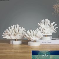 Wholesale Marble Coral Ornaments Creative Mediterranean Plant Resin Sculpture Crafts Modern Home Decoration Accessories Desk Furnishings Factory price expert design