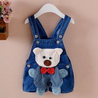 Wholesale Shorts Cute Little Bear Summer Baby Boy Clothes Toddler Infant Girls Lovely Cartoon Denim Overalls Kids Jeans Jumpsuit